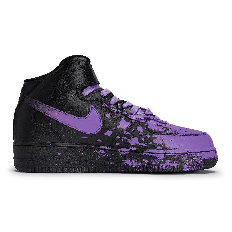 [Custom Male and female Interstellar Flow Light Purple]  Air Force 1 Skateboard Shoes Unisex Mid-Top Purple