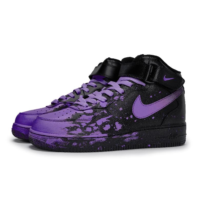 [Custom Male and female Interstellar Flow Light Purple]  Air Force 1 Skateboard Shoes Unisex Mid-Top Purple