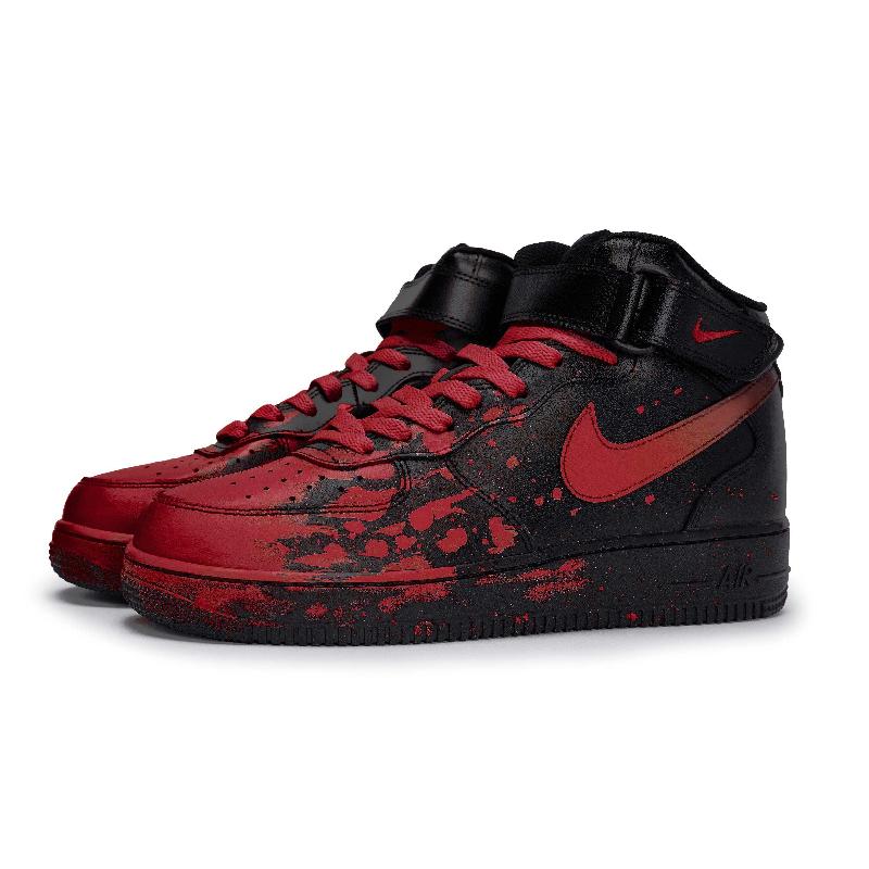 [Custom Male and female Interstellar Flow Light Red]  Air Force 1 Skateboard Shoes Unisex Mid-Top Red
