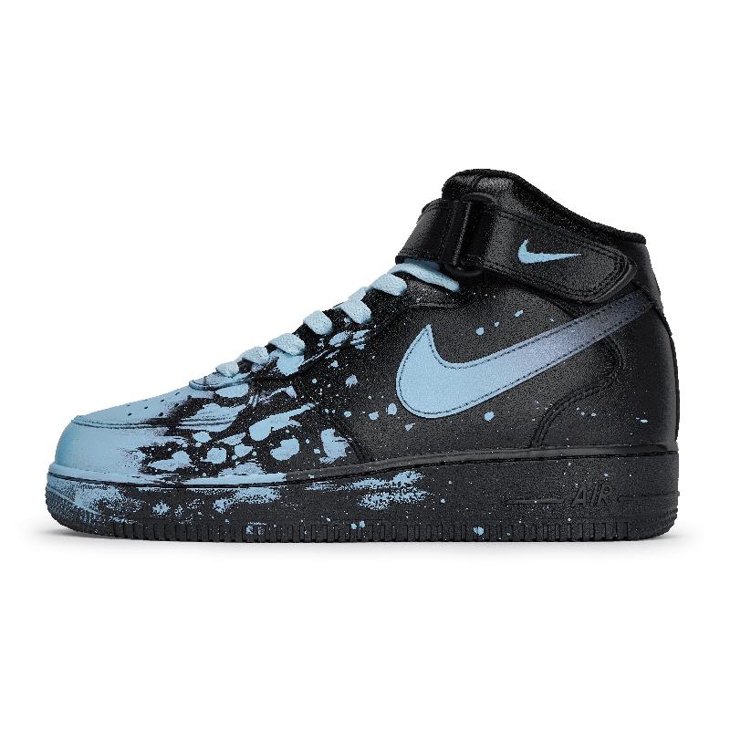 [Custom Male and female Interstellar Light Blue]  Air Force 1 Skateboard Shoes Unisex Mid-Top Blue