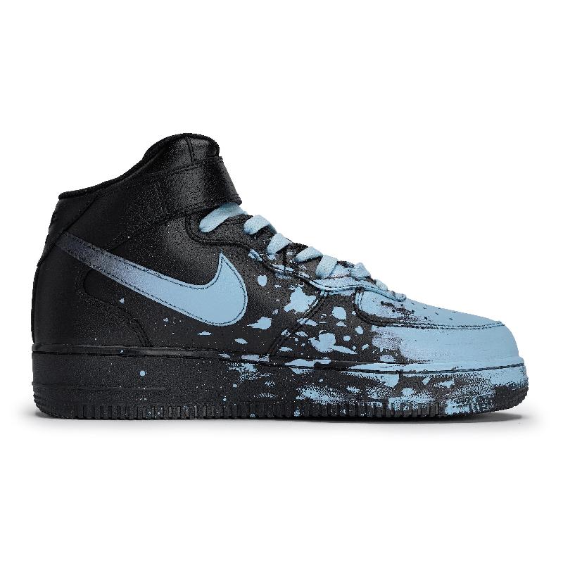[Custom Male and female Interstellar Light Blue]  Air Force 1 Skateboard Shoes Unisex Mid-Top Blue