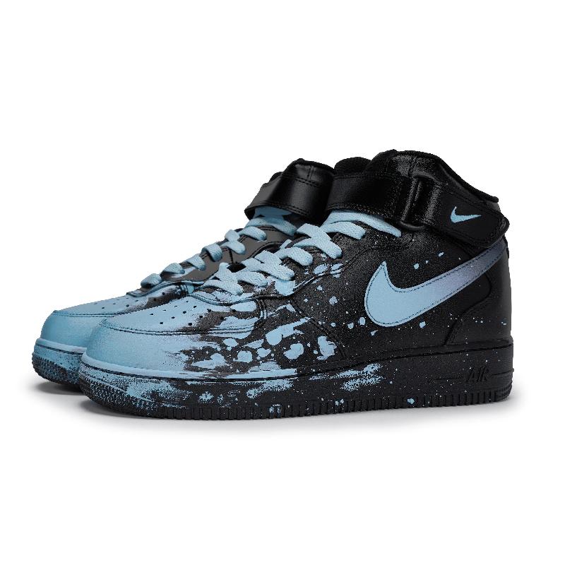 [Custom Male and female Interstellar Light Blue]  Air Force 1 Skateboard Shoes Unisex Mid-Top Blue