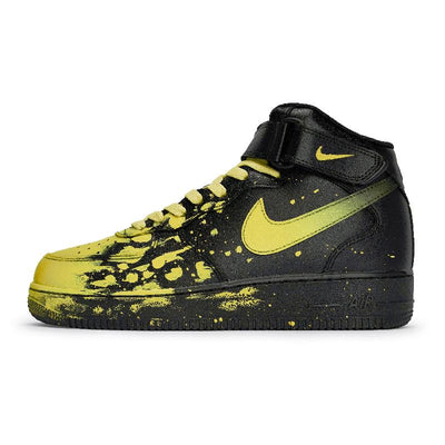 [Custom Male and female Interstellar Flow Light Yellow]  Air Force 1 Skateboard Shoes Unisex Mid-Top Yello