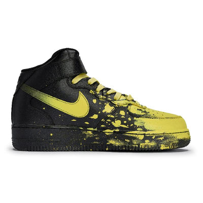 [Custom Male and female Interstellar Flow Light Yellow]  Air Force 1 Skateboard Shoes Unisex Mid-Top Yello
