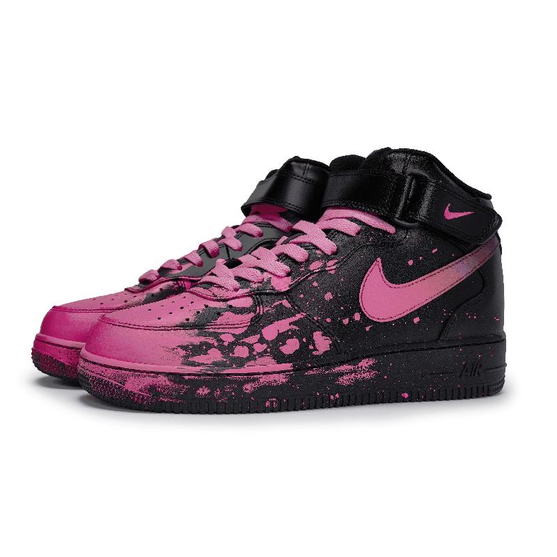[Custom Team80 Male and Female Starlight Rose Red]  Air Force 1 Skateboard Shoes Unisex Mid-Top Rose Red
