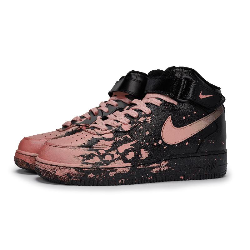 [Custom Team80 Male and Female Interstellar Flow Light Meat Powder]  Air Force 1 Skateboard Shoes Unisex Mid-Top Flesh Pink