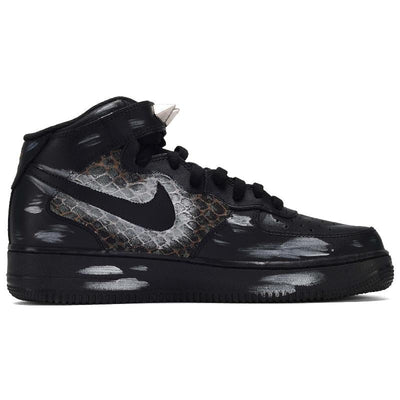 [Custom The male and female versions of SNAKE]  Air Force 1 Skateboard Shoes Unisex High-Top Black White