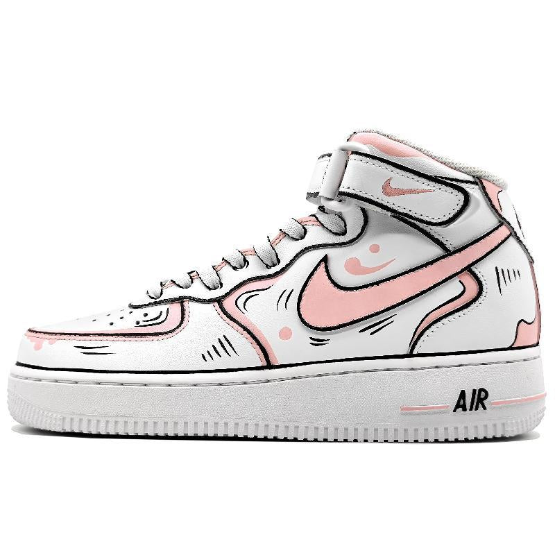 [Custom Men's dynamic 2D pink and grey style]  Air Force 1 Skateboarding Shoes Men