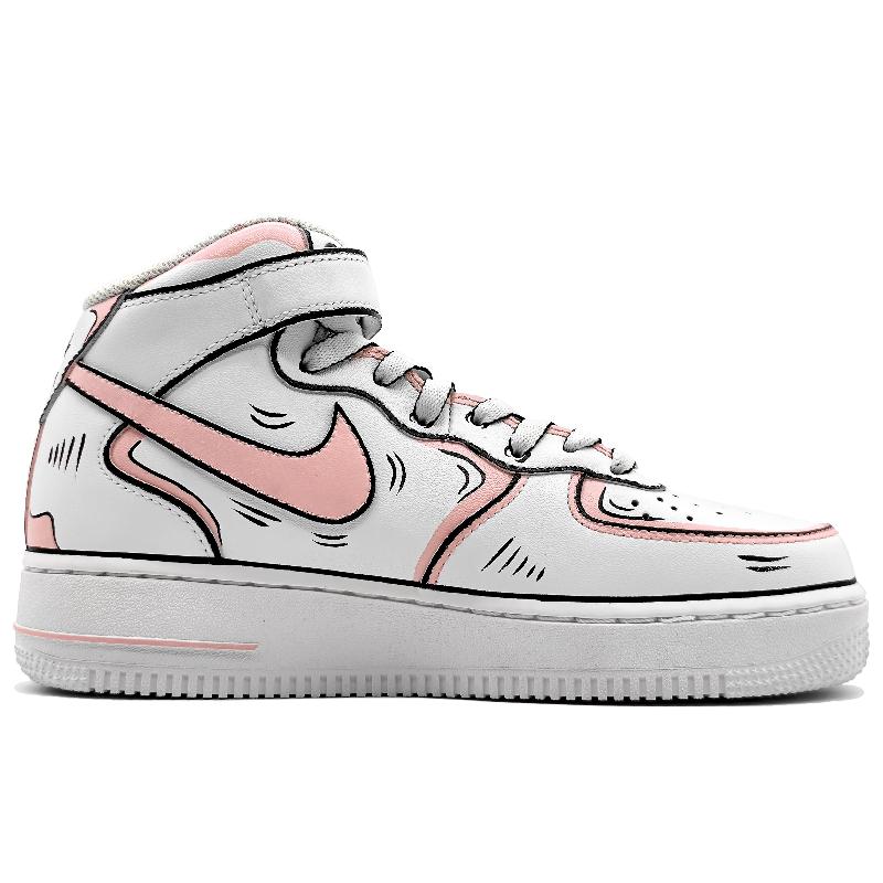 [Custom Men's dynamic 2D pink and grey style]  Air Force 1 Skateboarding Shoes Men