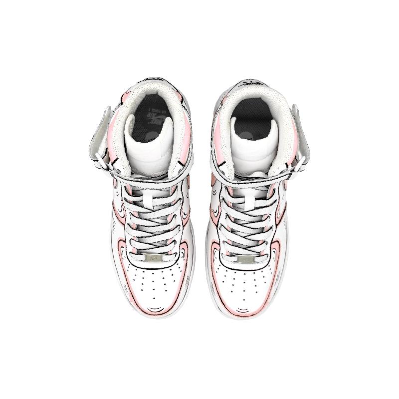 [Custom Men's dynamic 2D pink and grey style]  Air Force 1 Skateboarding Shoes Men