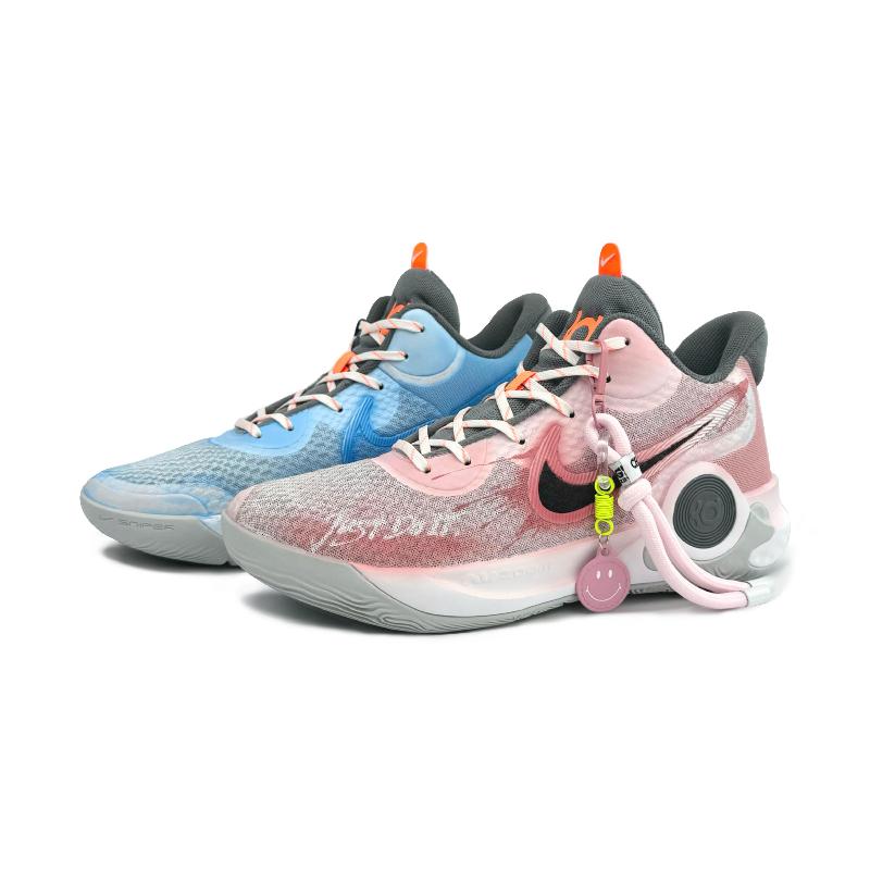 [Custom Glacier Berry Blast]  KD Trey 5 IX Basketball Shoes Unisex Mid-Top Blue Pink