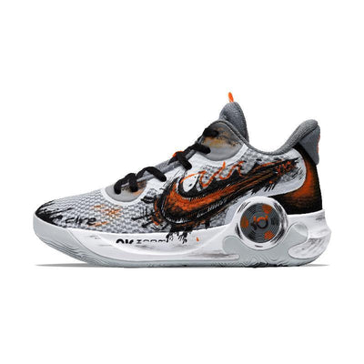 [Custom The flames of war spread like wildfire]  KD Trey 5 IX Basketball Shoes Unisex Mid-Top Black Gray