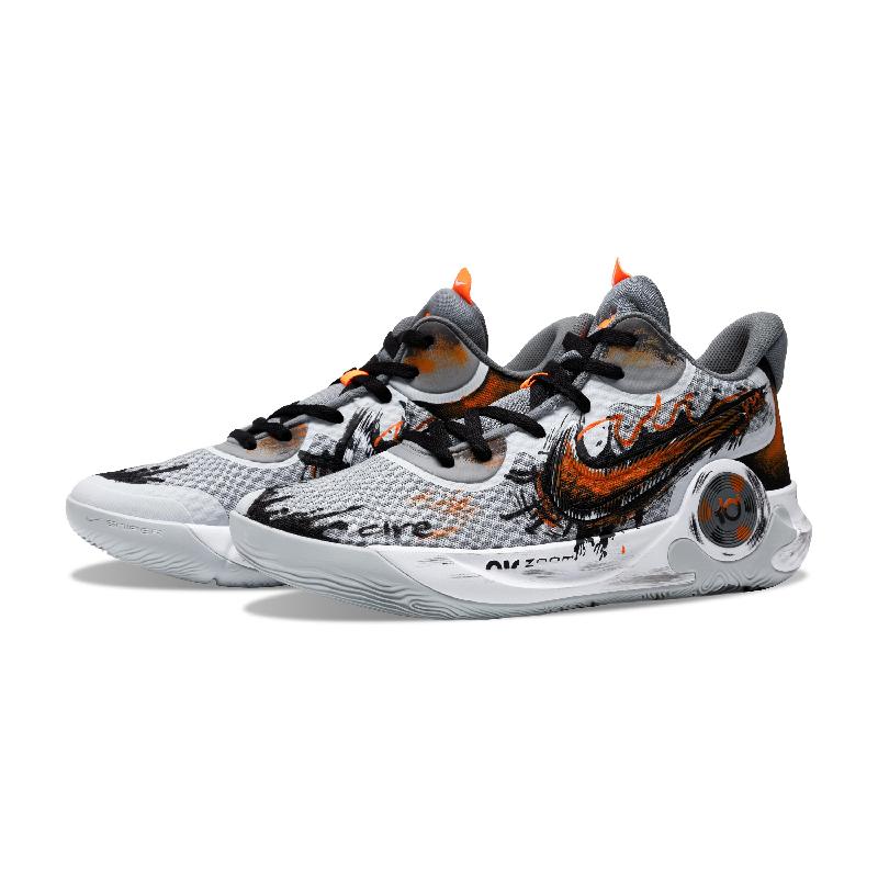 [Custom The flames of war spread like wildfire]  KD Trey 5 IX Basketball Shoes Unisex Mid-Top Black Gray