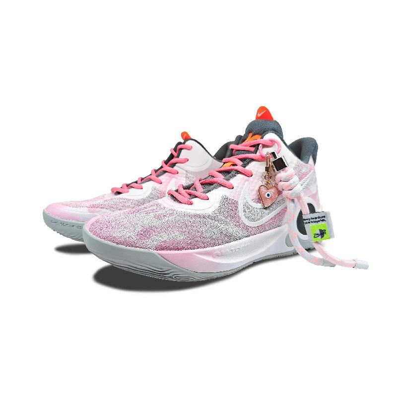 [Custom Sweet cherry blossoms for men and women]  KD Trey 5 IX Basketball Shoes Unisex Low-Top White/Pink