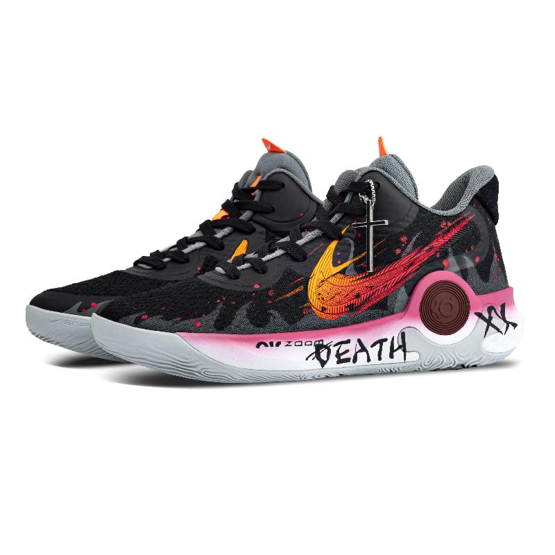[Custom Death Flame]  KD Trey 5 IX Basketball Shoes Unisex Mid-Top Black/Gray/Red/Yellow