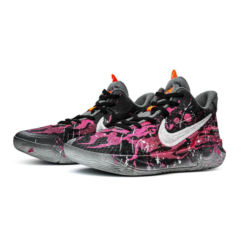 [Custom Cool Motion Powder Ink]  KD Trey 5 IX Basketball Shoes Unisex Mid-Top Black/Pink