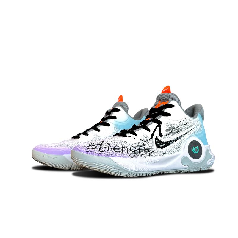 [Custom Future Warrior]  KD Trey 5 Basketball Shoes Unisex Mid-Top Blue/White