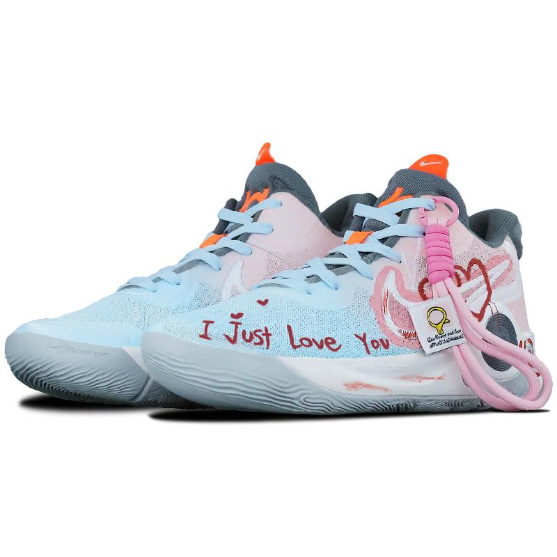 [Custom Love at first sight]  KD Trey 5 IX Basketball Shoes Unisex Mid-Top Pink/Blue