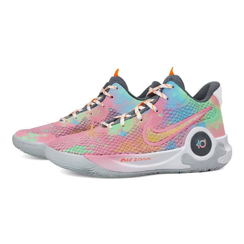 [Custom Caramel star for men and women]  KD Trey 5 IX Basketball Shoes Unisex Mid-Top Pink/Green/Blue