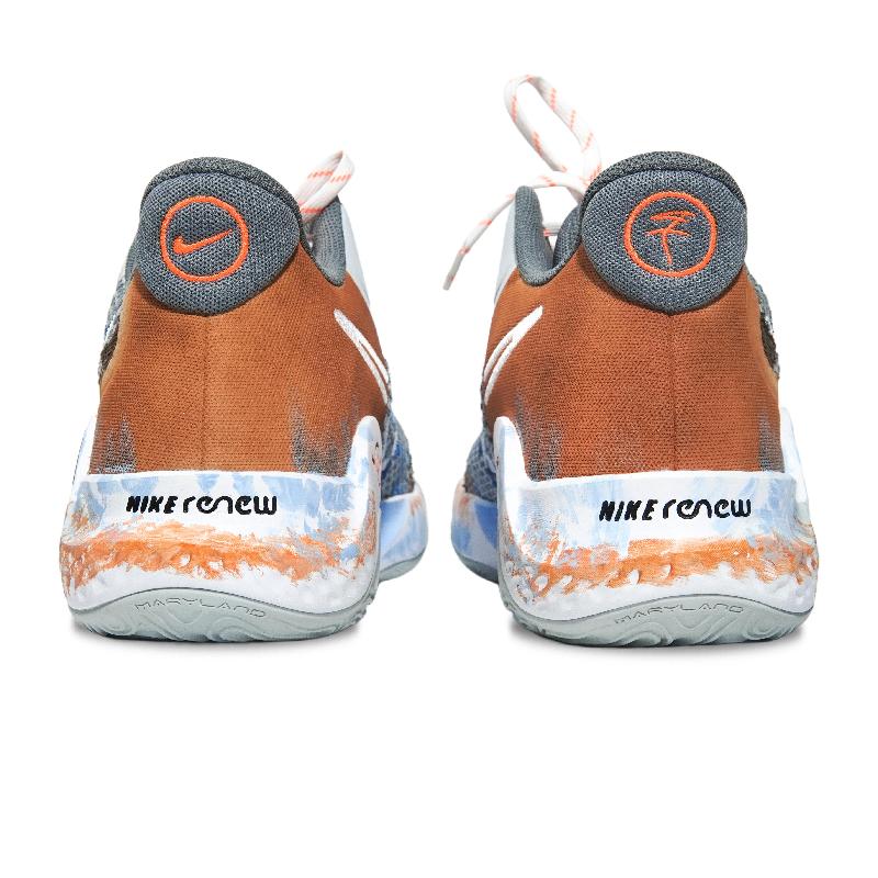 [Custom "Blazing flame"]  KD Trey 5 IX Basketball Shoes Unisex Mid-Top Gray/Orange/Blue