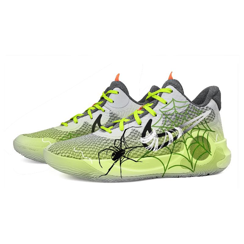 [Custom Unisex violent spiders]  KD Trey 5 IX Basketball Shoes Unisex Mid-Top Grey/Green/Black/White