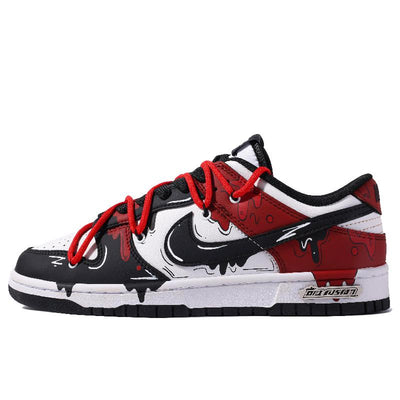 [Custom Men's black and red fluid S-BOX]  Dunk Skateboarding Shoes Men