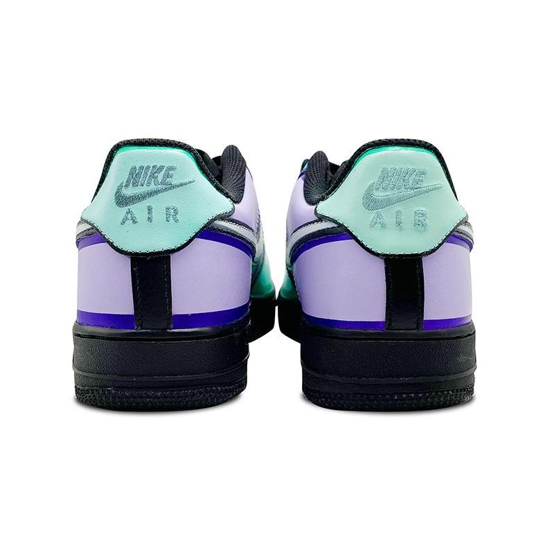 [Custom 3D hand-drawn graffiti for women in black, purple and green]  Air Force 1 Skateboarding Shoes Women's Low-top Black/purple/green