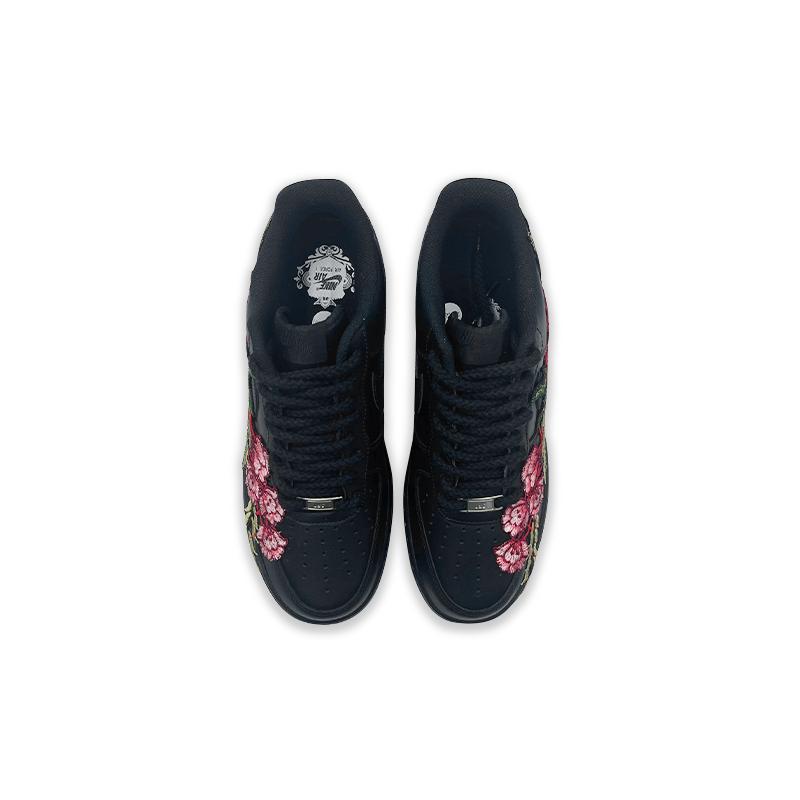 [Custom Peony Black Samurai]  Air Force 1 Skateboarding Shoes Women's