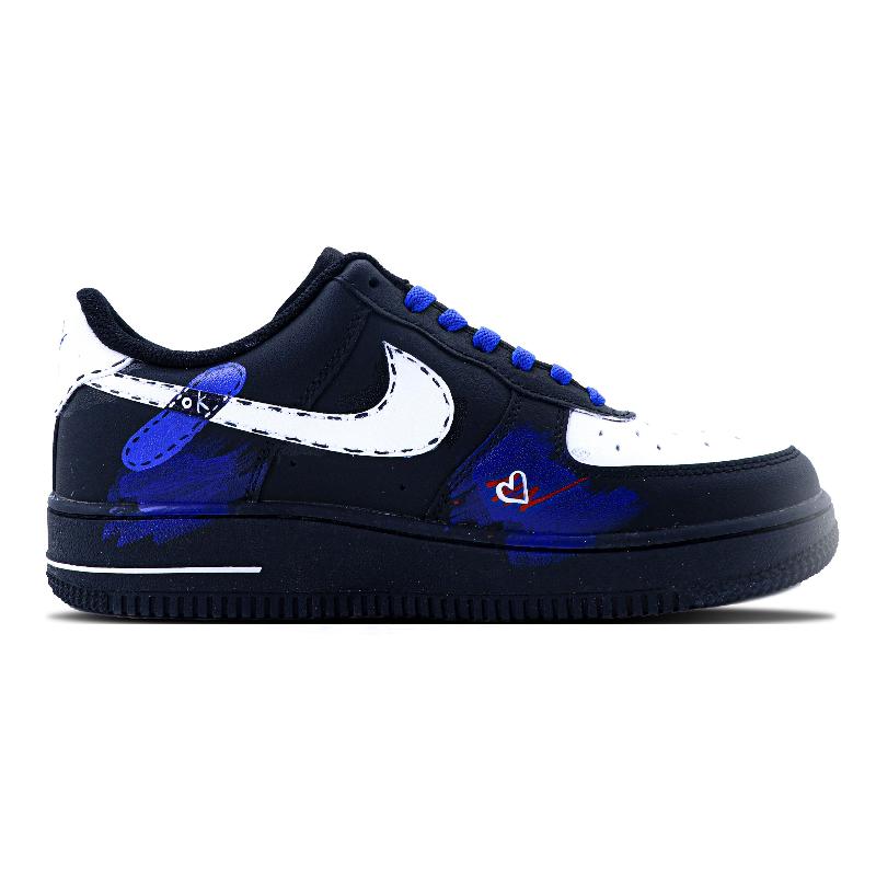 [Custom "OK band"]  Air Force 1 Skateboarding Shoes Women's Low-top Blue