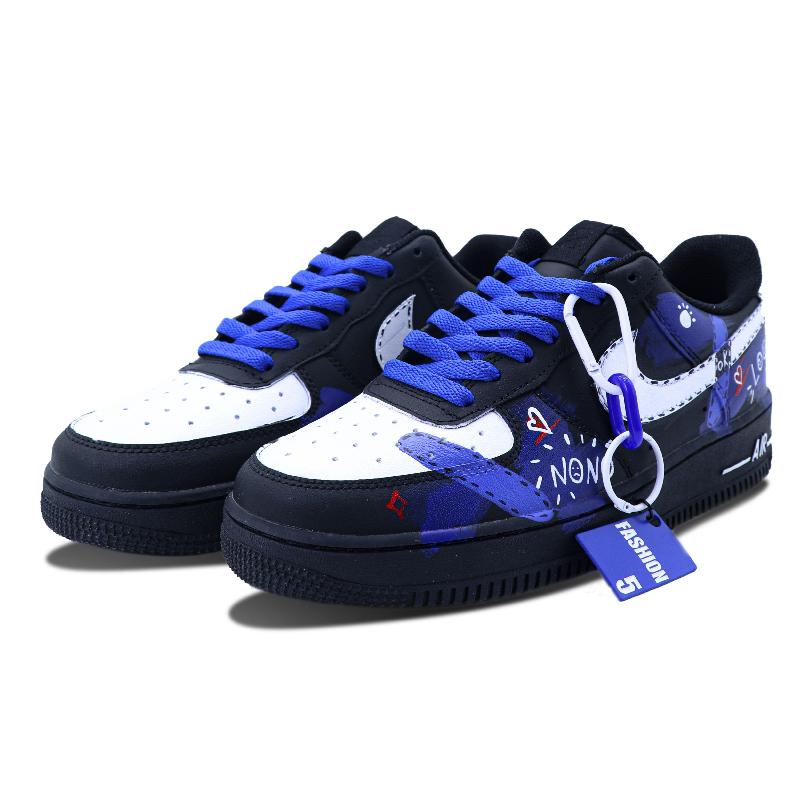 [Custom "OK band"]  Air Force 1 Skateboarding Shoes Women's Low-top Blue