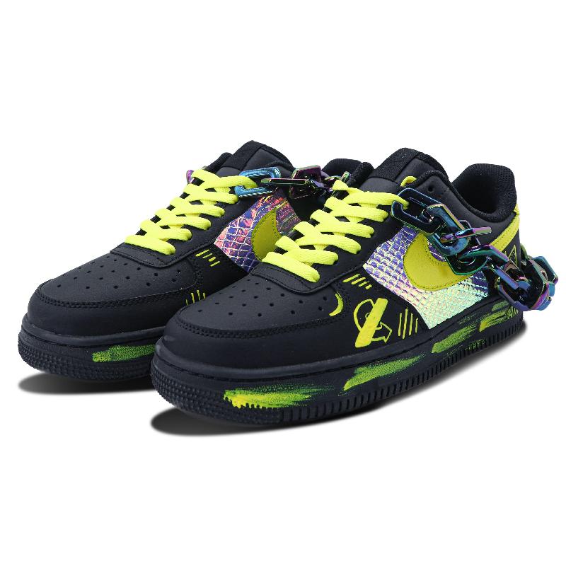 [Custom Bumblebee]  Air Force 1 Skateboarding Shoes Women's Low-top Yellow