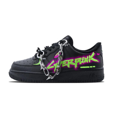 [Custom Neon Doomsday]  Air Force 1 Skateboarding Shoes Women's Low-top Black