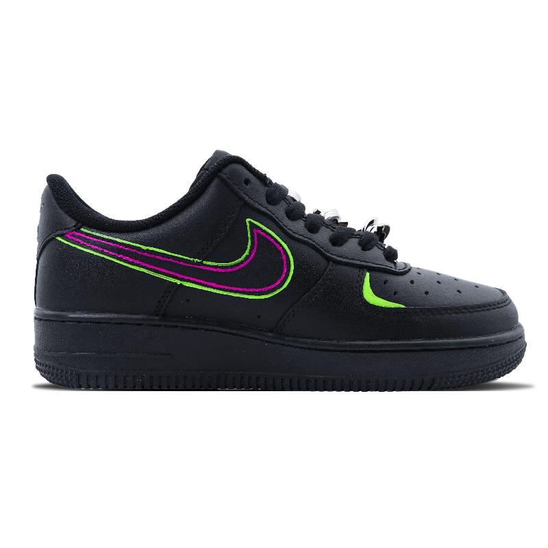 [Custom Neon Doomsday]  Air Force 1 Skateboarding Shoes Women's Low-top Black