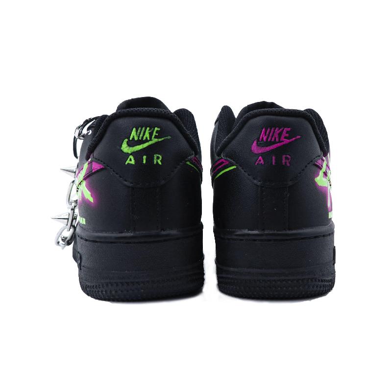 [Custom Neon Doomsday]  Air Force 1 Skateboarding Shoes Women's Low-top Black