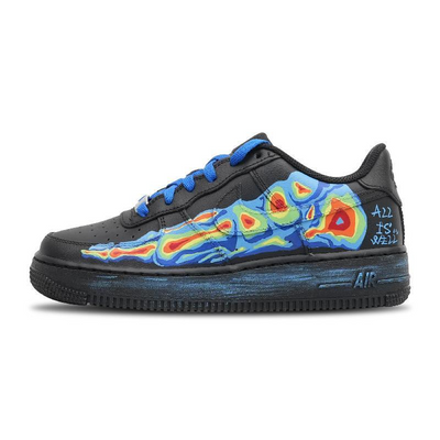 [Custom Female thermal imaging]  Air Force 1 Skateboarding Shoes Women's Low-top Black/Blue
