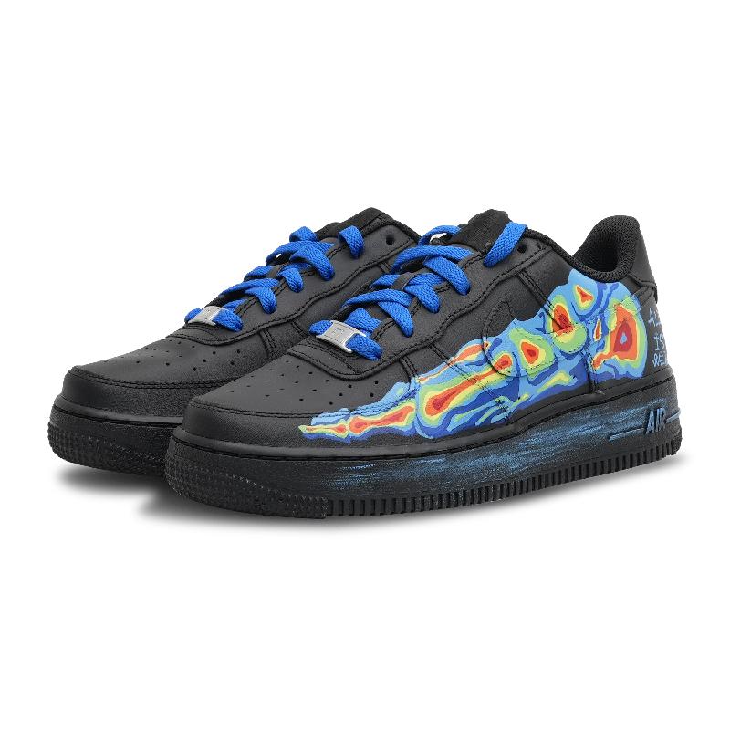 [Custom Female thermal imaging]  Air Force 1 Skateboarding Shoes Women's Low-top Black/Blue