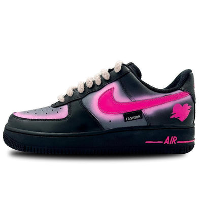 [Custom Neon mark]  Air Force 1 Skateboarding Shoes Women's Low-top Black