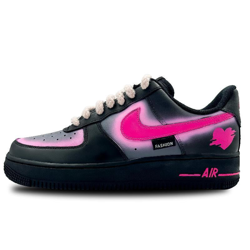 [Custom Neon mark]  Air Force 1 Skateboarding Shoes Women's Low-top Black