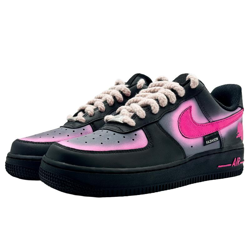 [Custom Neon mark]  Air Force 1 Skateboarding Shoes Women's Low-top Black