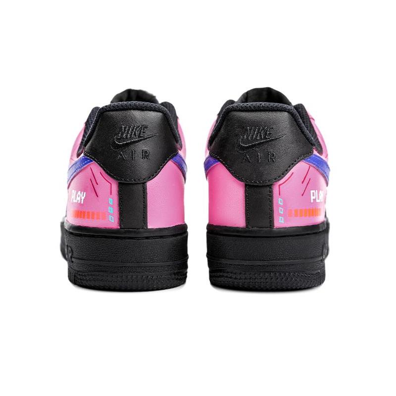 [Custom AF1 Cybergame Black]  Air Force 1 Skateboarding Shoes Women's Low-top Black/blue/purple/pink