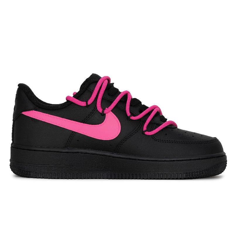 [Custom The black and pink butterfly dance]  Air Force 1 Skateboarding Shoes Unisex Low-top Black/pink