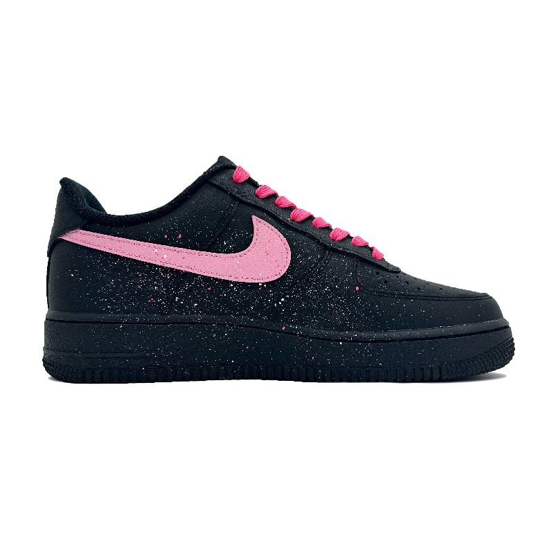 [Custom Pink ink raspberry]  Air Force 1 Skateboarding Shoes Women's Low-top Black/pink