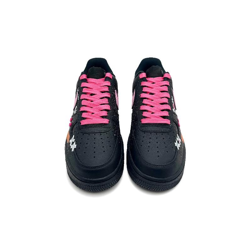 [Custom Pink ink raspberry]  Air Force 1 Skateboarding Shoes Women's Low-top Black/pink