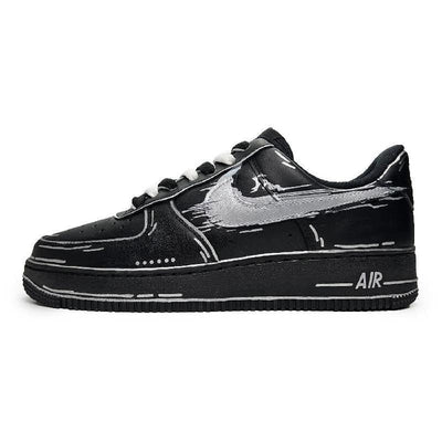 [Custom Female dimensional spell]  Air Force 1 Skateboard Shoes Women's Low-Top Black/Silver