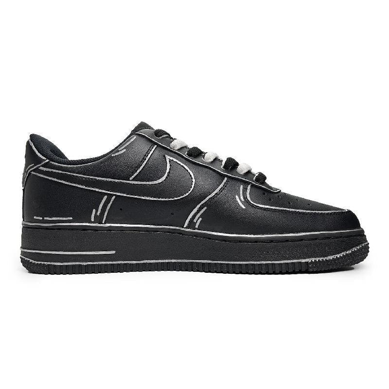 [Custom Female dimensional spell]  Air Force 1 Skateboard Shoes Women's Low-Top Black/Silver