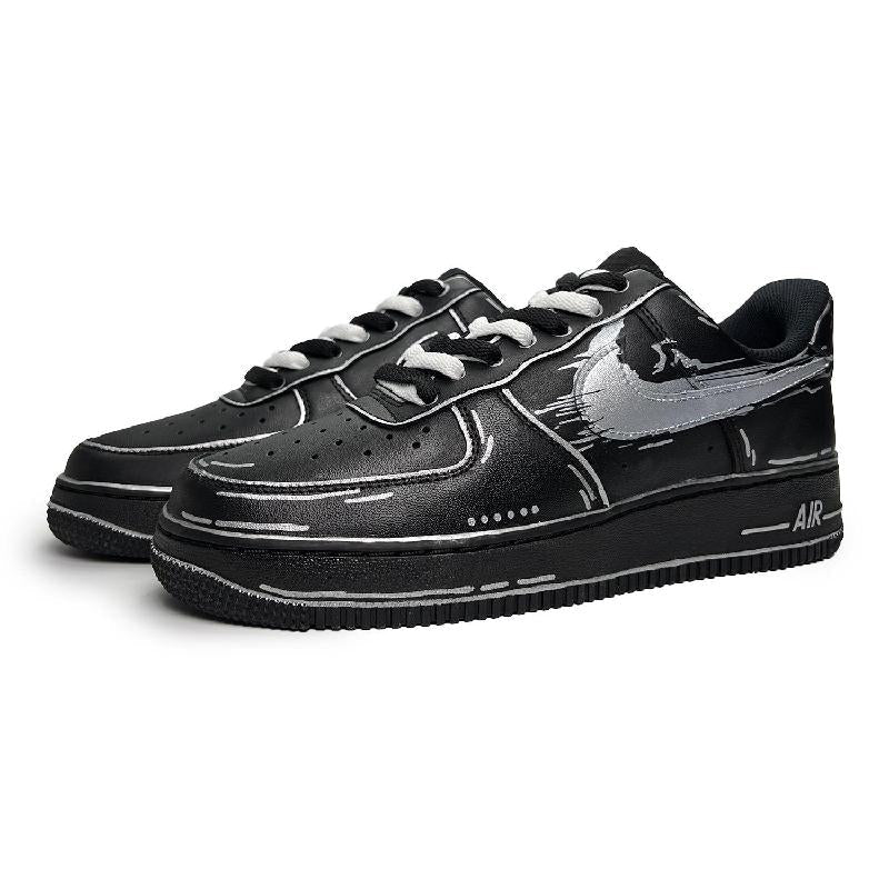 [Custom Female dimensional spell]  Air Force 1 Skateboard Shoes Women's Low-Top Black/Silver