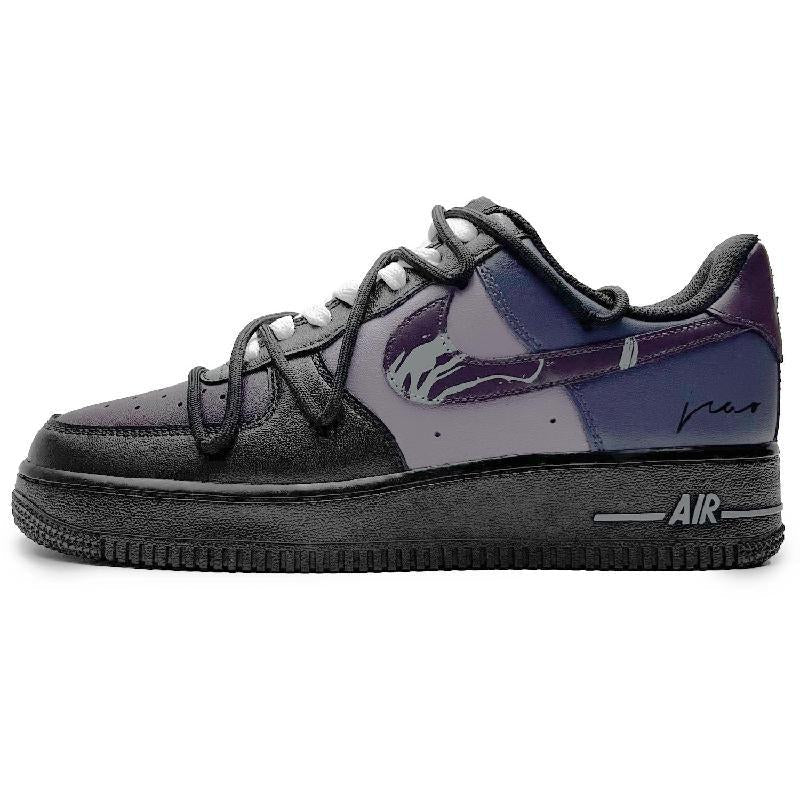[Custom Female style: Purple Moon Night]  Air Force 1 Skateboard Shoes Women's Low-Top Black/Purple