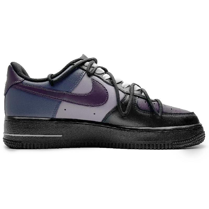 [Custom Female style: Purple Moon Night]  Air Force 1 Skateboard Shoes Women's Low-Top Black/Purple