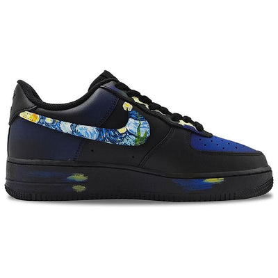 [Custom Female starry sky]  Air Force 1 Skateboard Shoes Women's Low-Top Black/Blue
