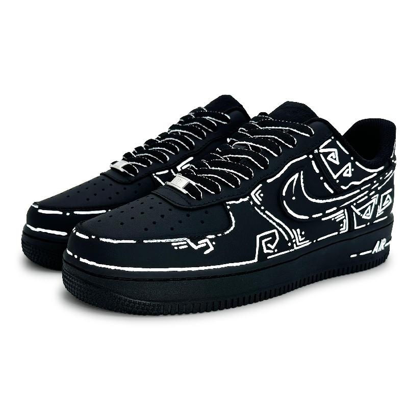 [Custom Heterogeneous space]  Air Force 1 Skateboard Shoes Unisex Low-Top Black
